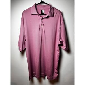 FootJoy FJ Mens Pink Pinstripe Golf Polo Shirt Short Sleeve Size XL Extra Large